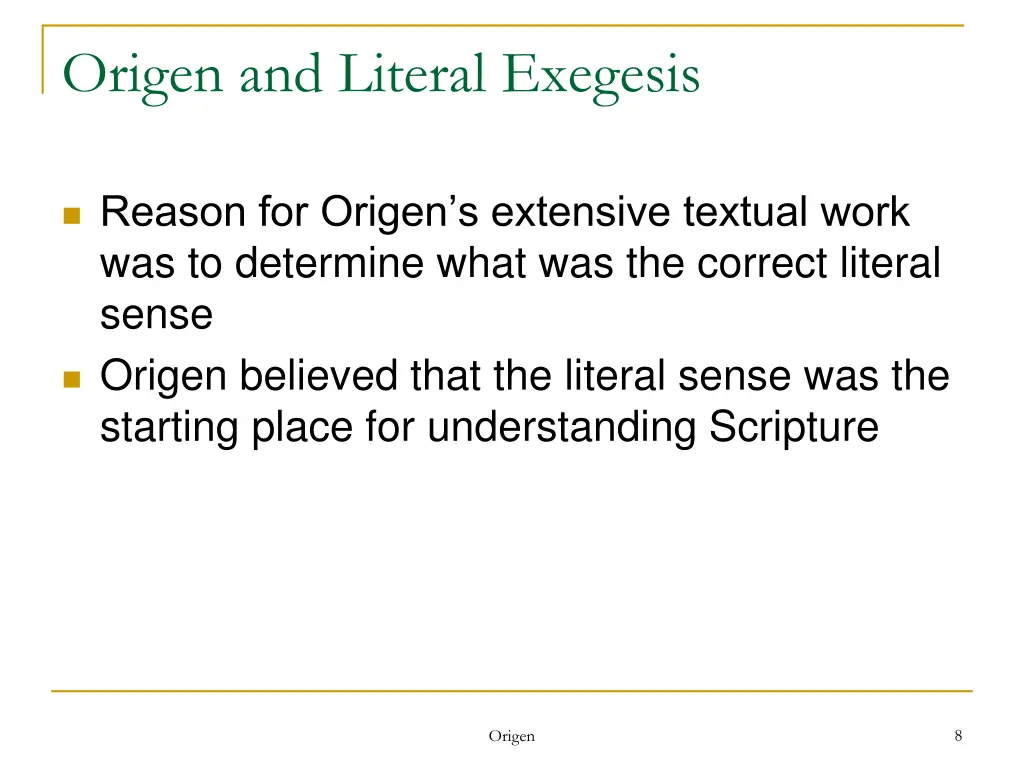 origen and literal exegesis