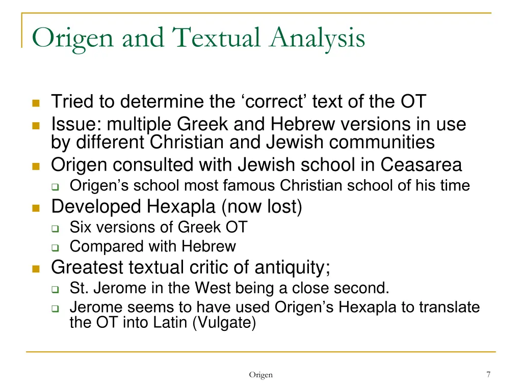 origen and textual analysis