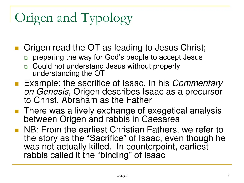 origen and typology