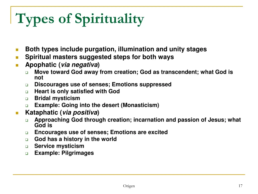 types of spirituality