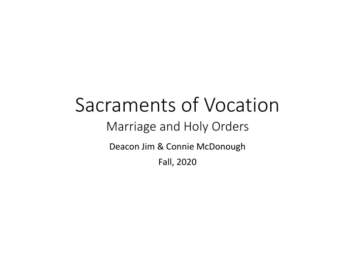 sacraments of vocation marriage and holy orders