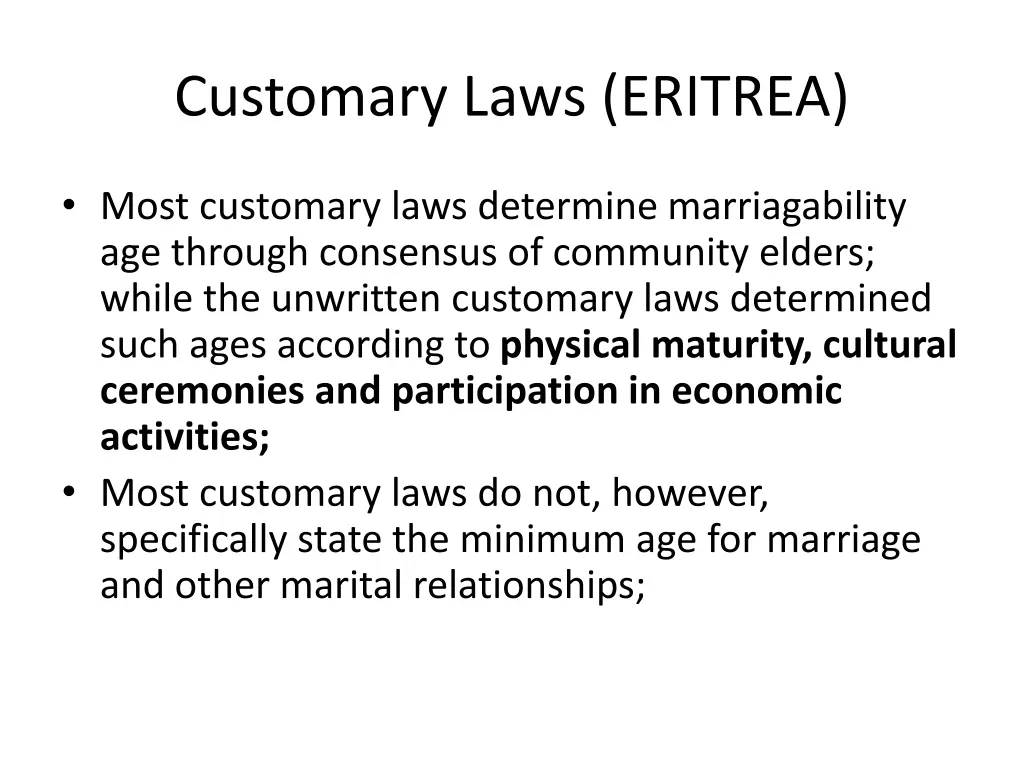 customary laws eritrea