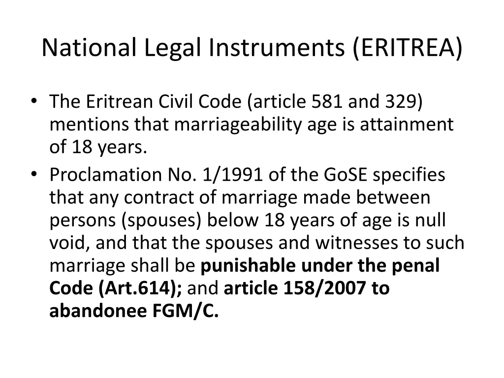 national legal instruments eritrea