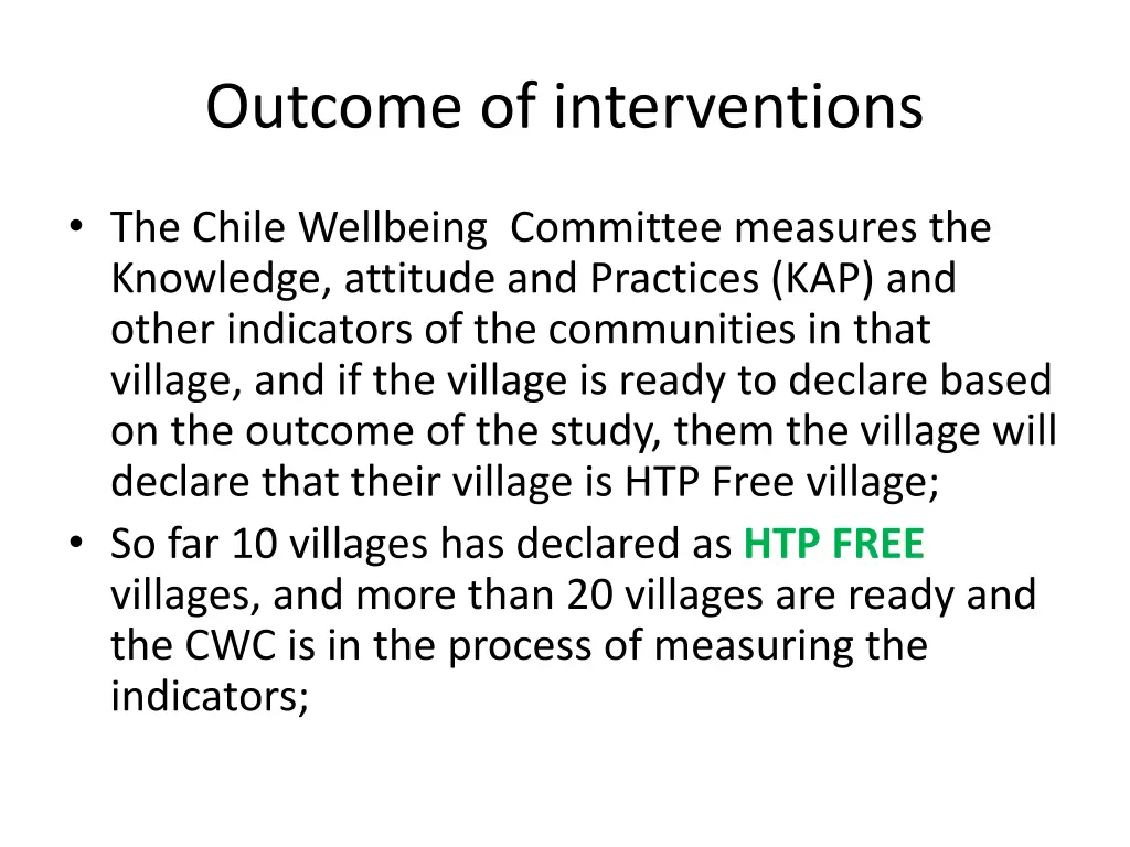 outcome of interventions