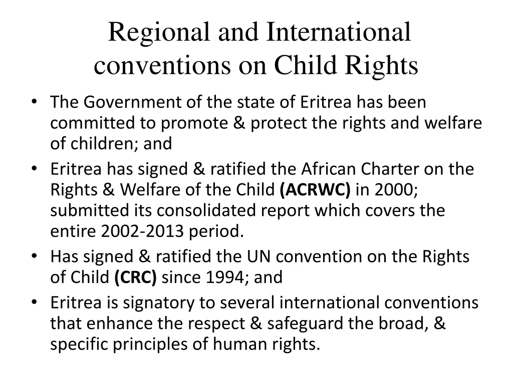 regional and international conventions on child