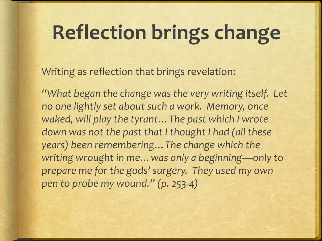 reflection brings change