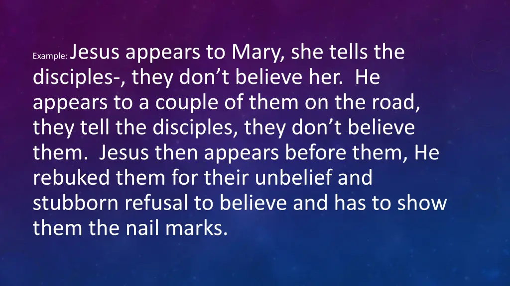 example jesus appears to mary she tells