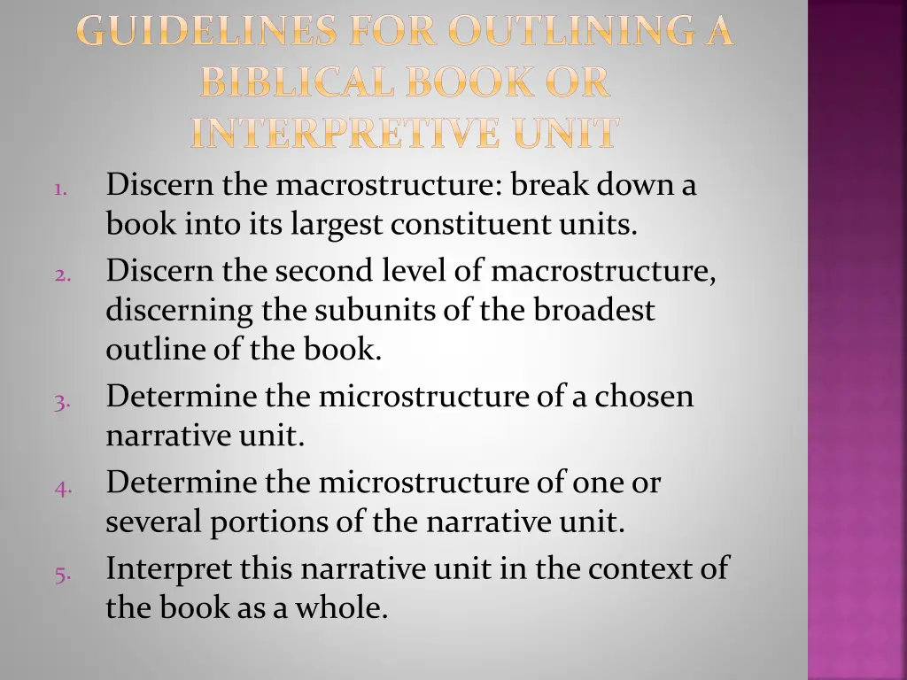 guidelines for outlining a biblical book