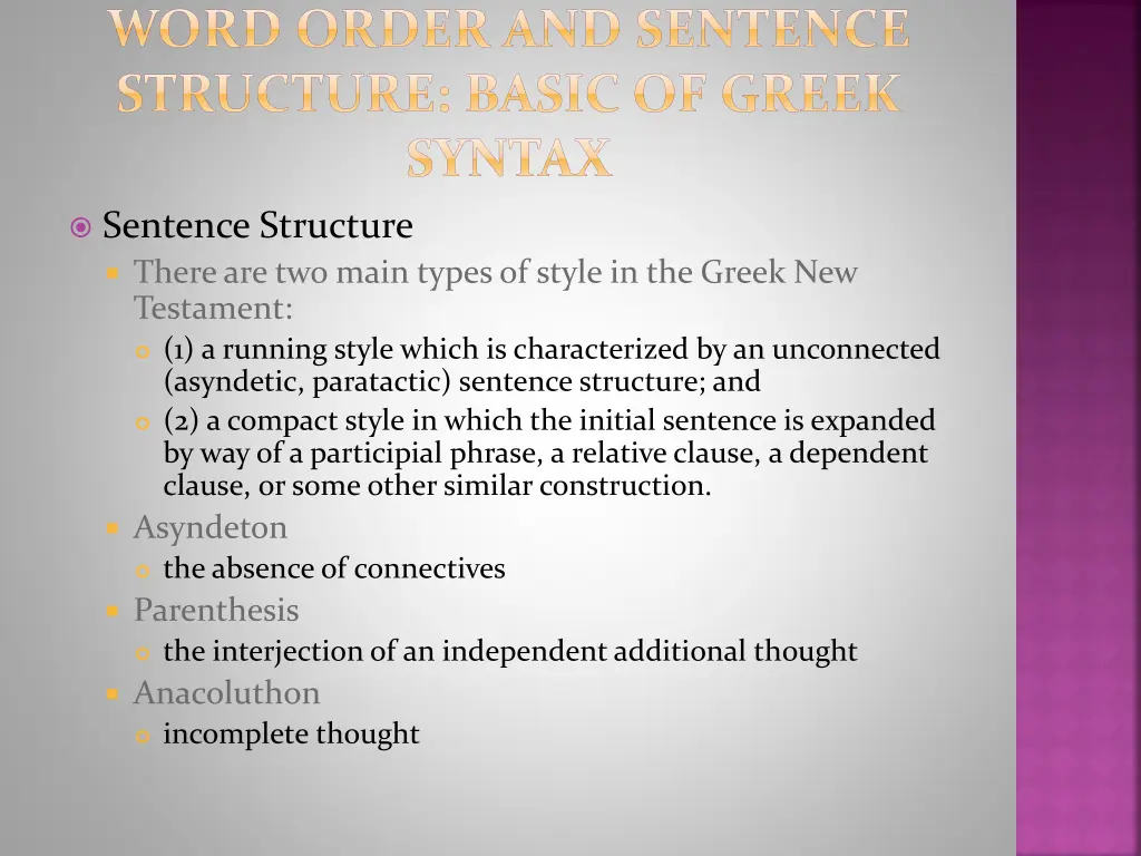 word order and sentence structure basic of greek 3