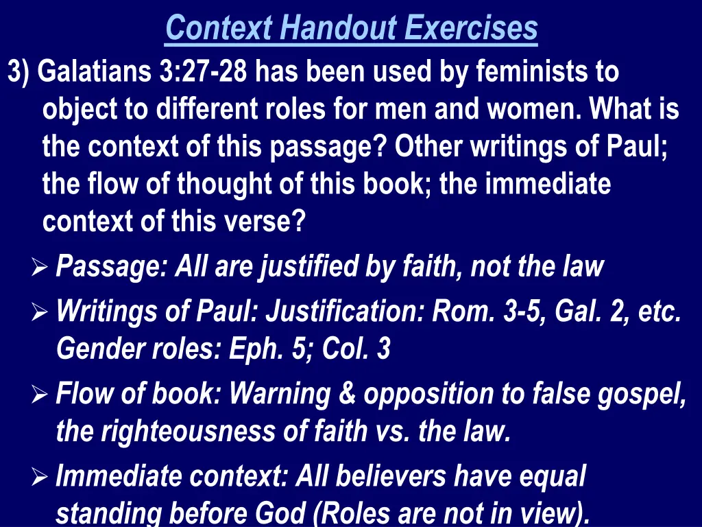 context handout exercises 3 galatians