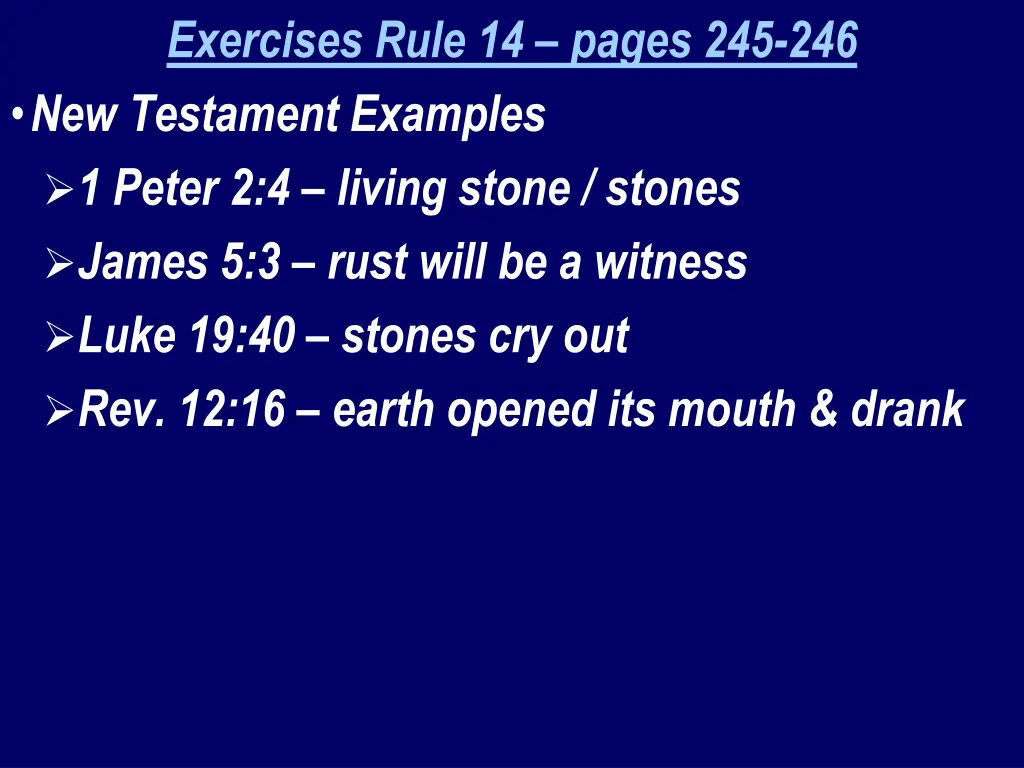 exercises rule 14 pages 245 246 new testament