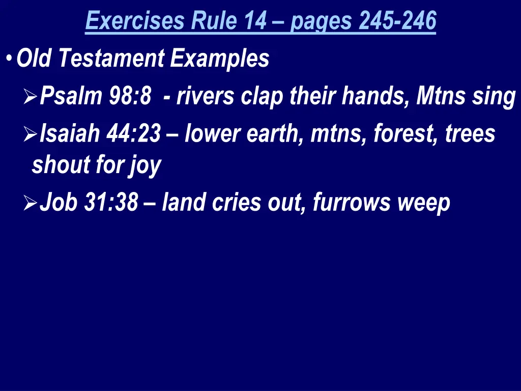 exercises rule 14 pages 245 246 old testament