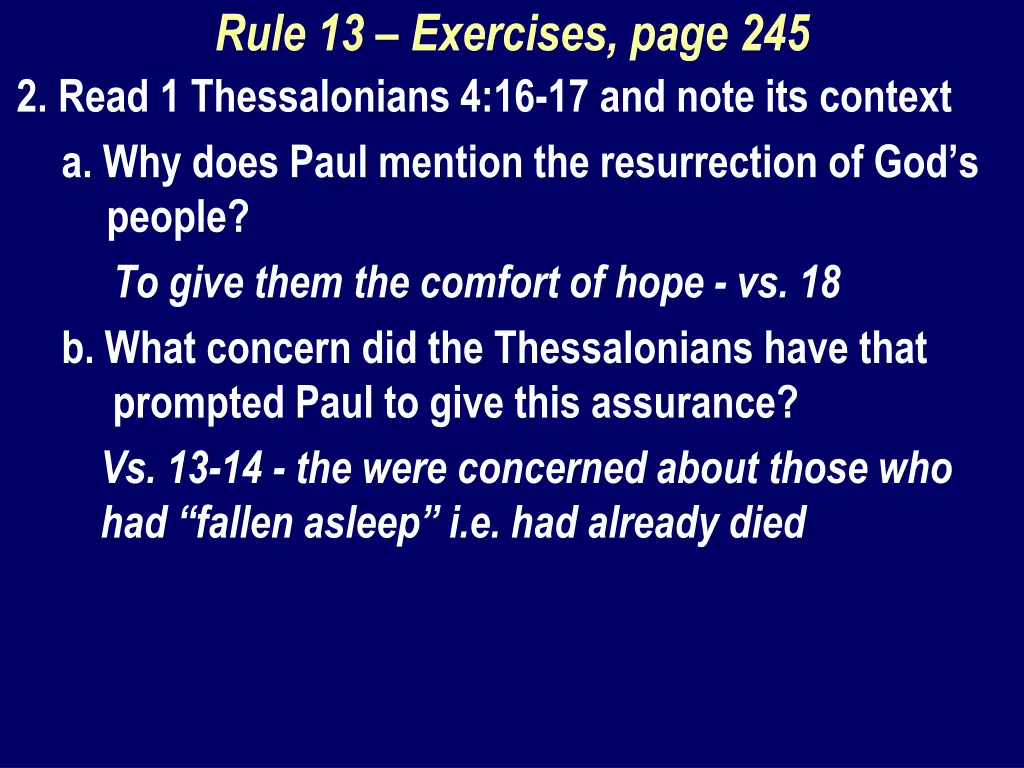 rule 13 exercises page 245 2 read 1 thessalonians