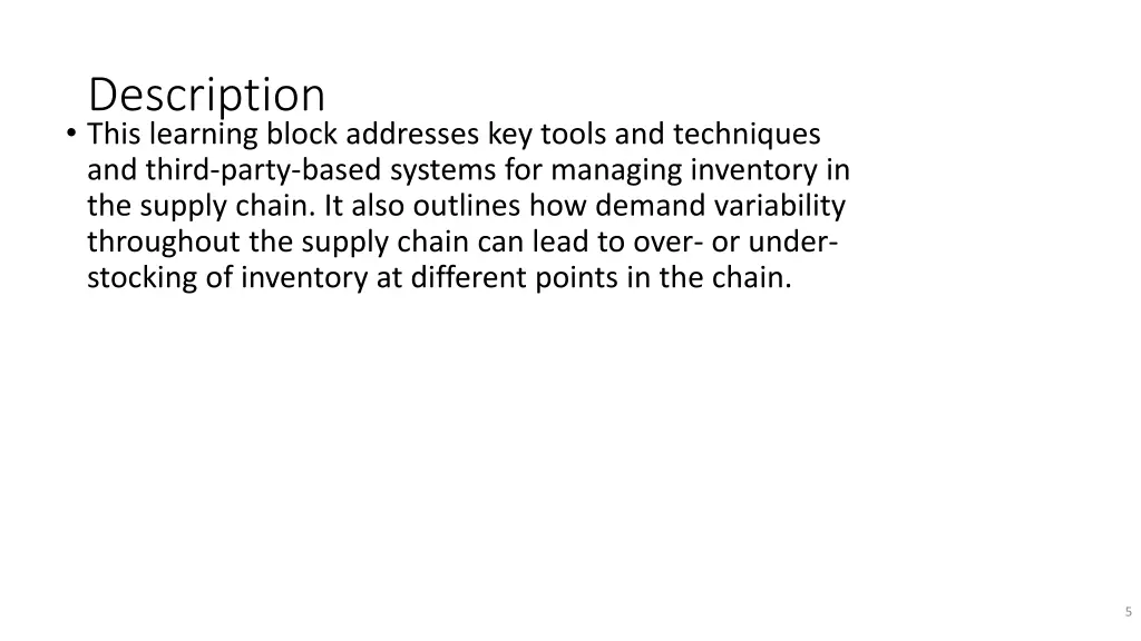 description this learning block addresses