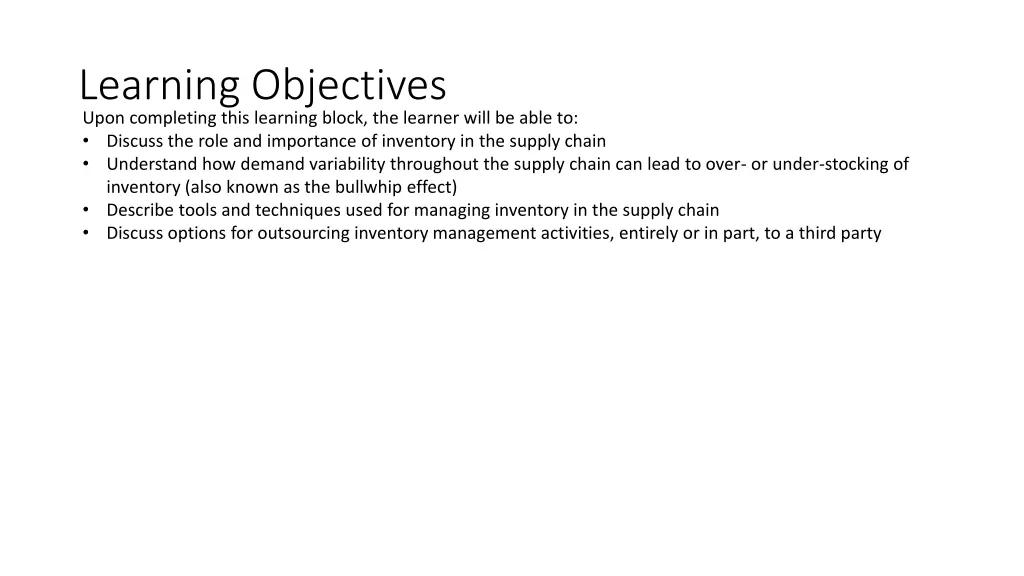 learning objectives upon completing this learning