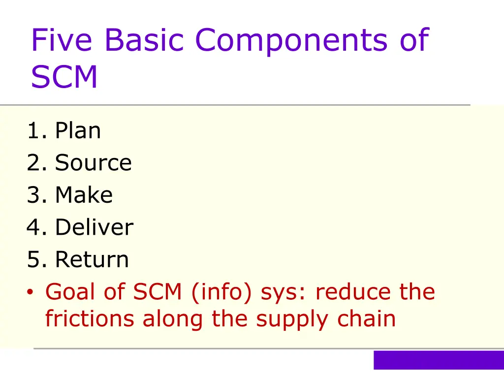 five basic components of scm