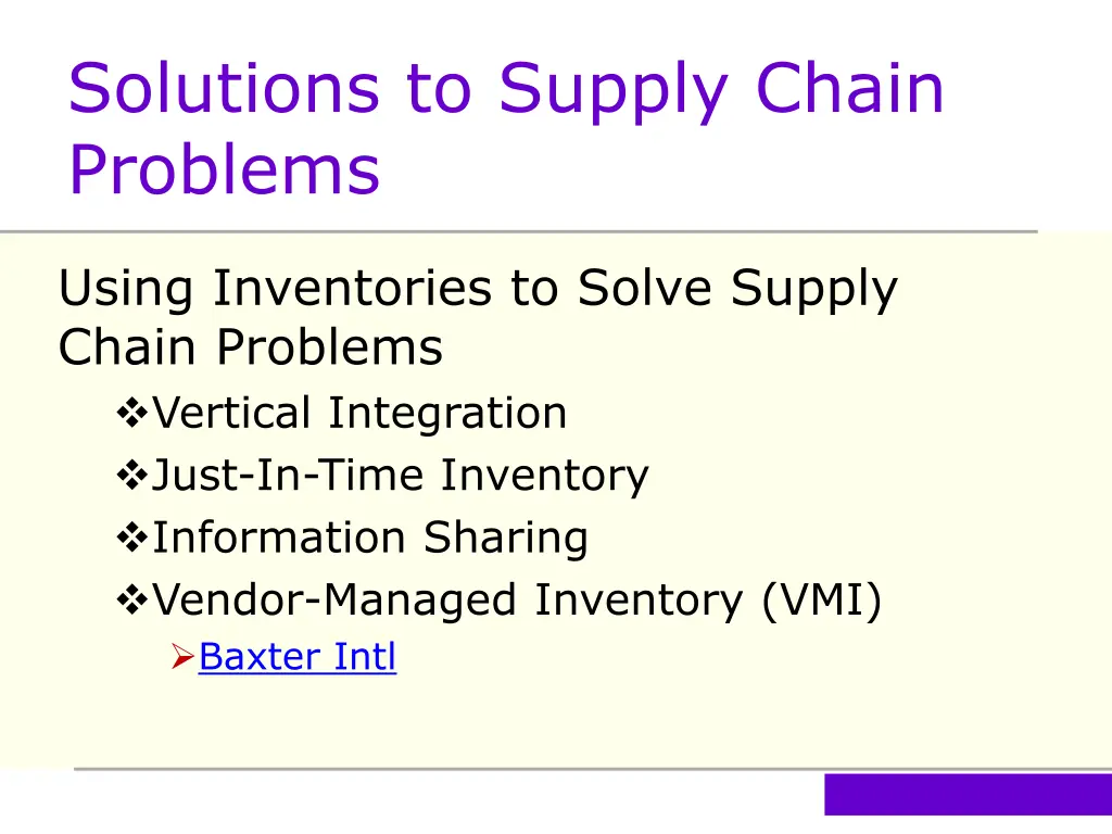 solutions to supply chain problems