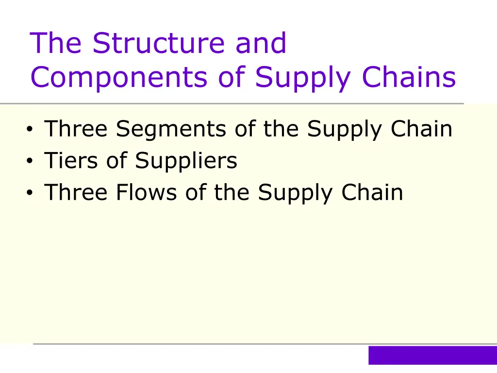 the structure and components of supply chains