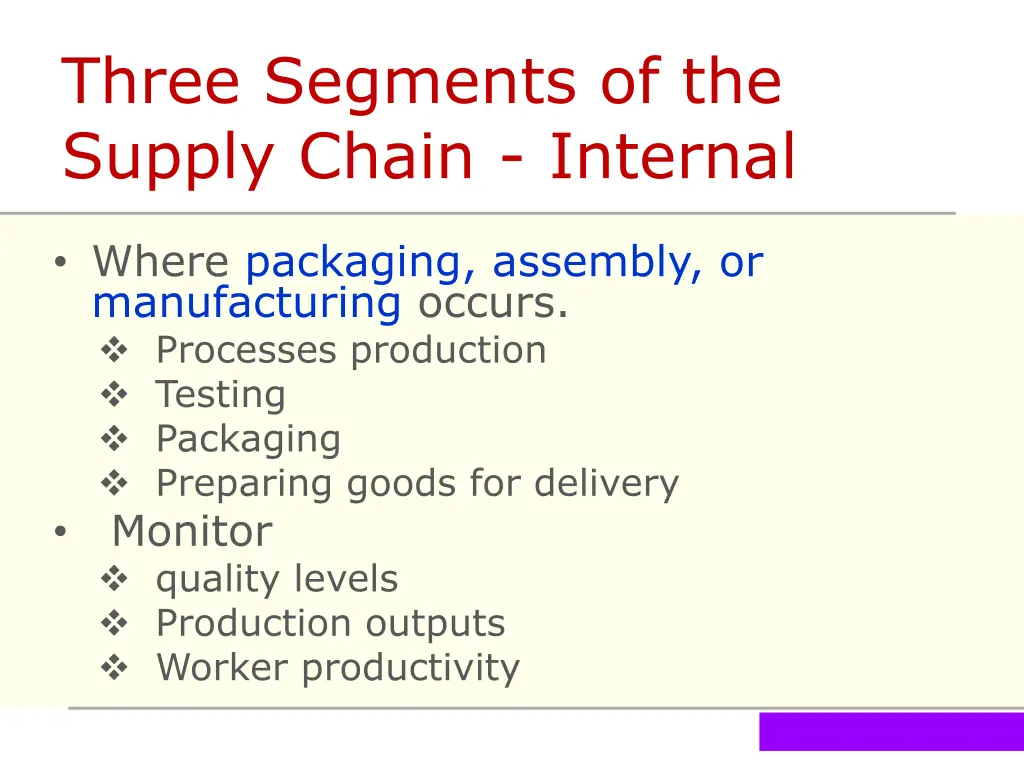 three segments of the supply chain internal