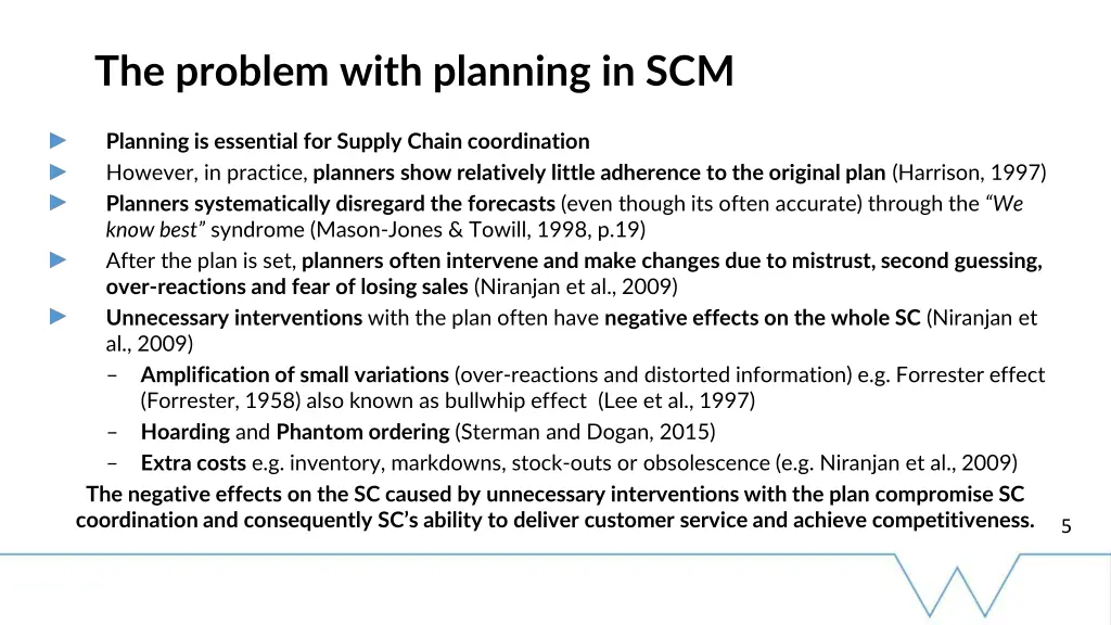 the problem with planning in scm