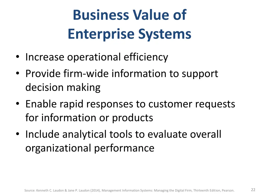 business value of enterprise systems