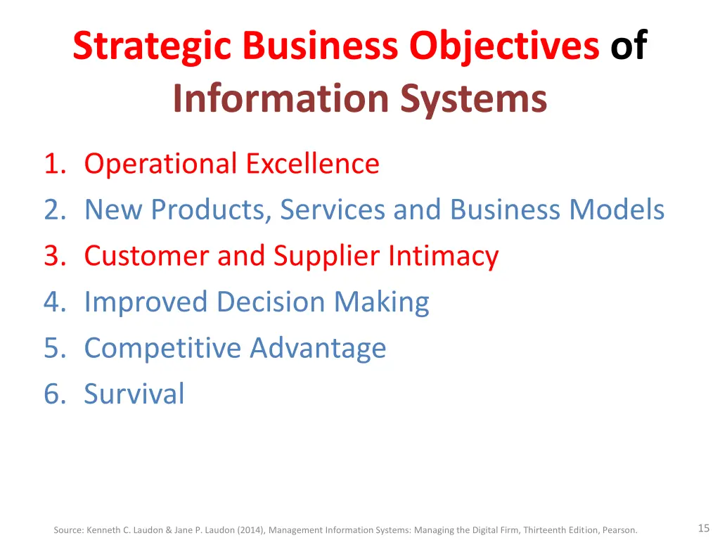 strategic business objectives of information