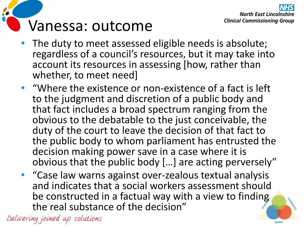 vanessa outcome the duty to meet assessed