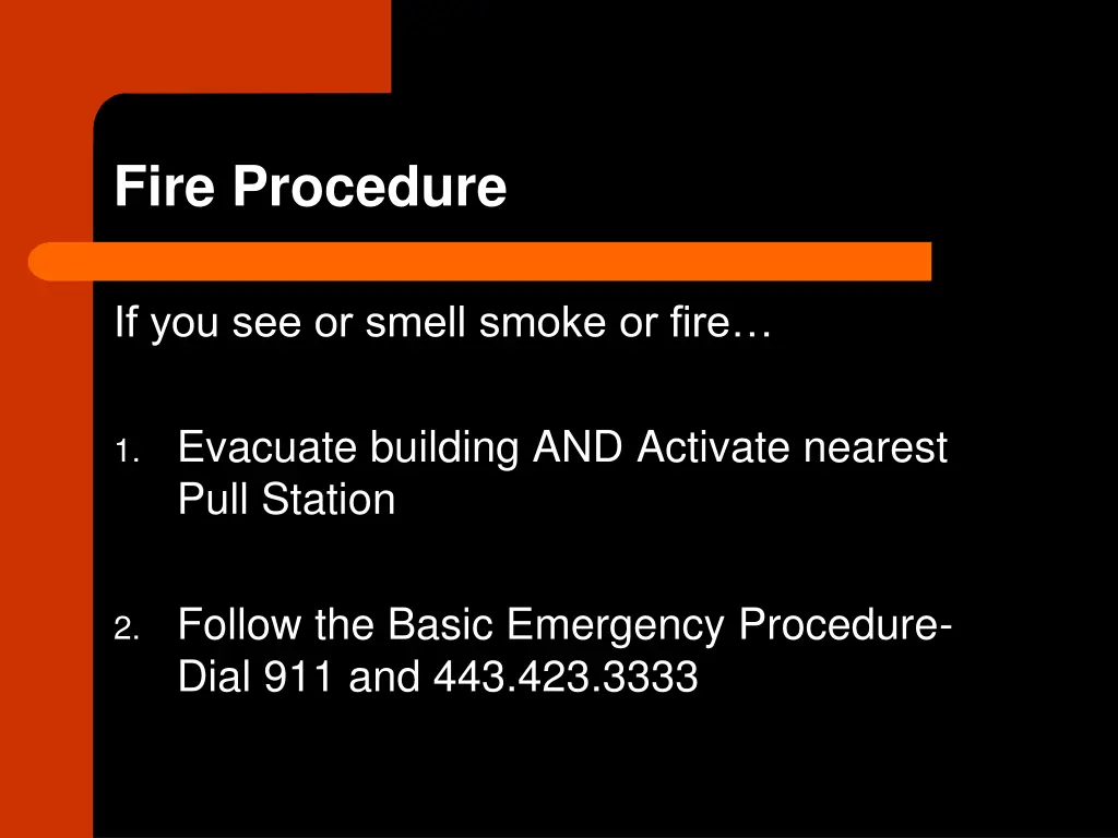 fire procedure