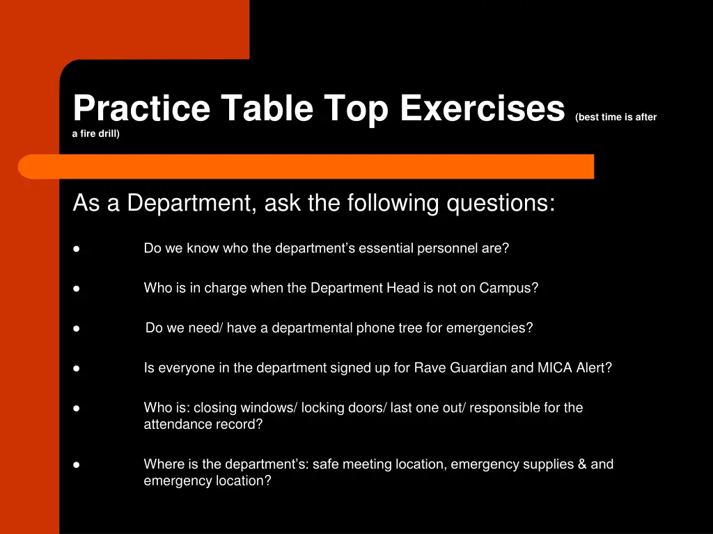 practice table top exercises best time is after