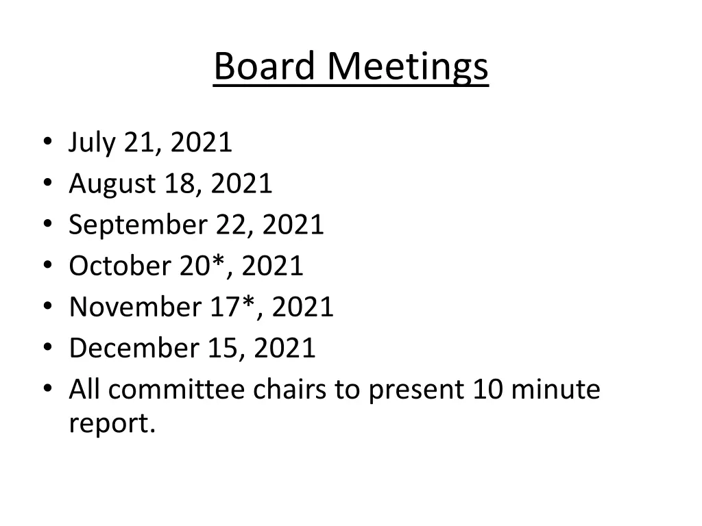 board meetings