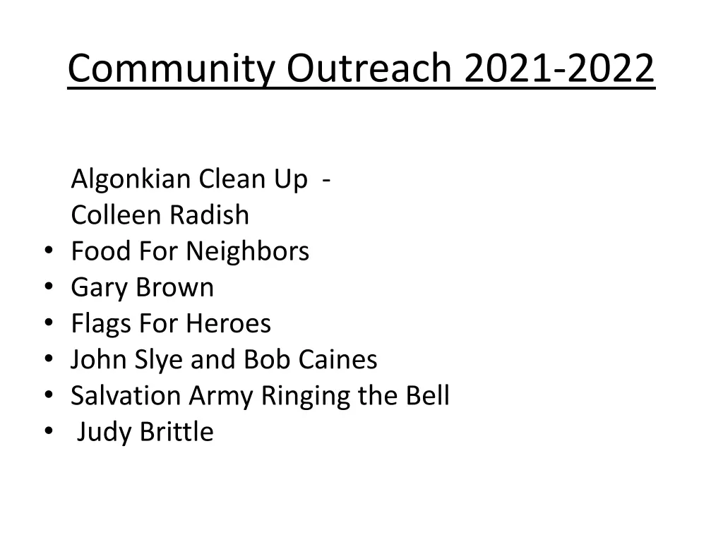 community outreach 2021 2022