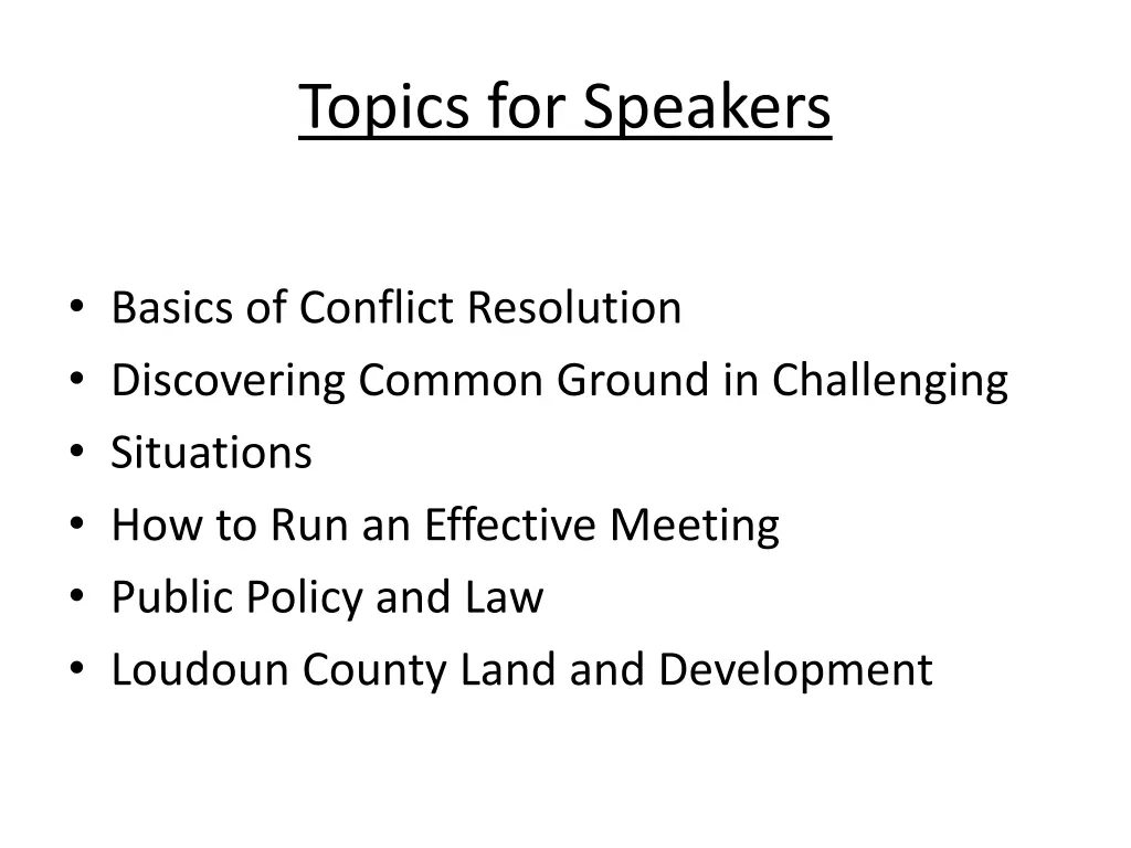 topics for speakers 1