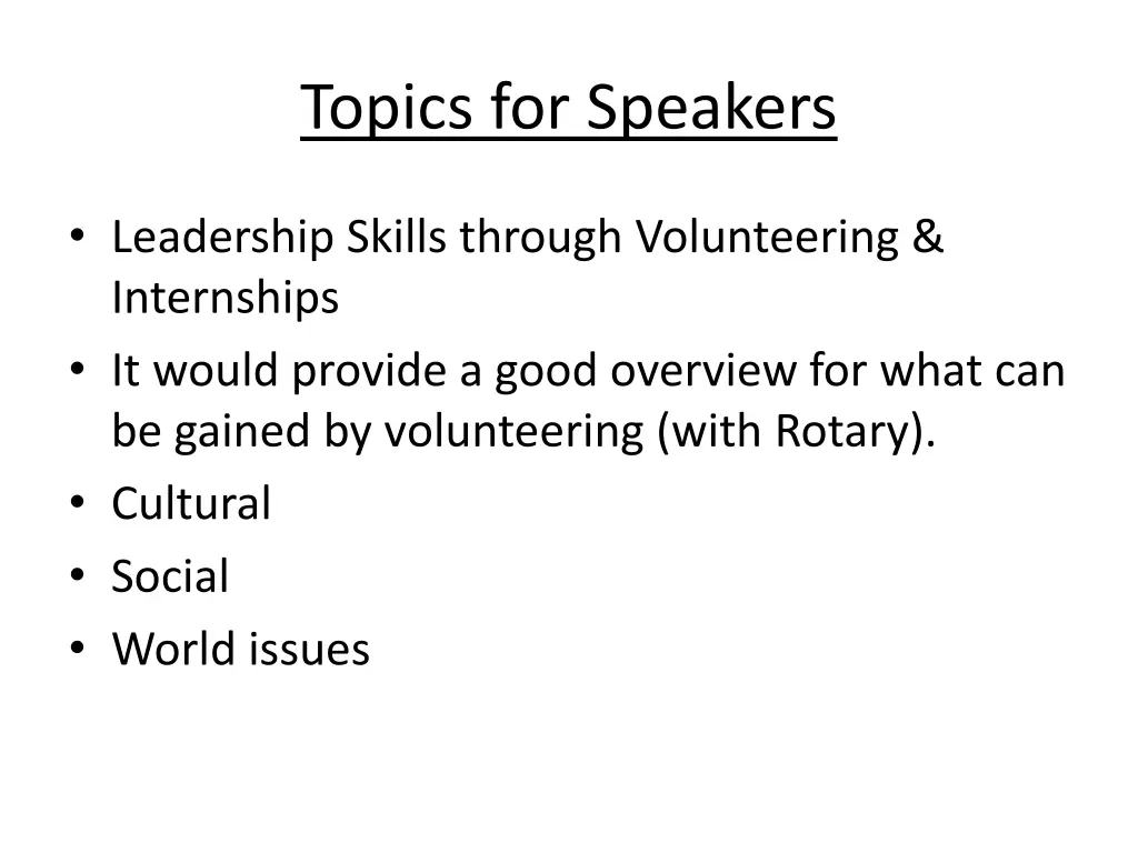 topics for speakers