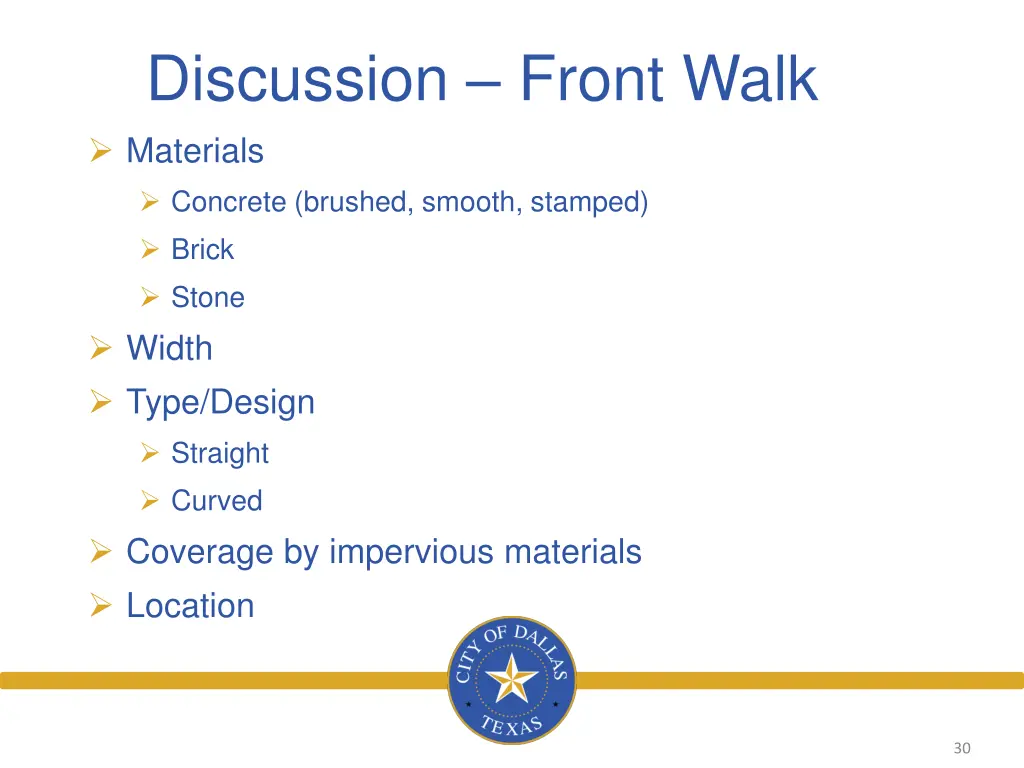 discussion front walk materials