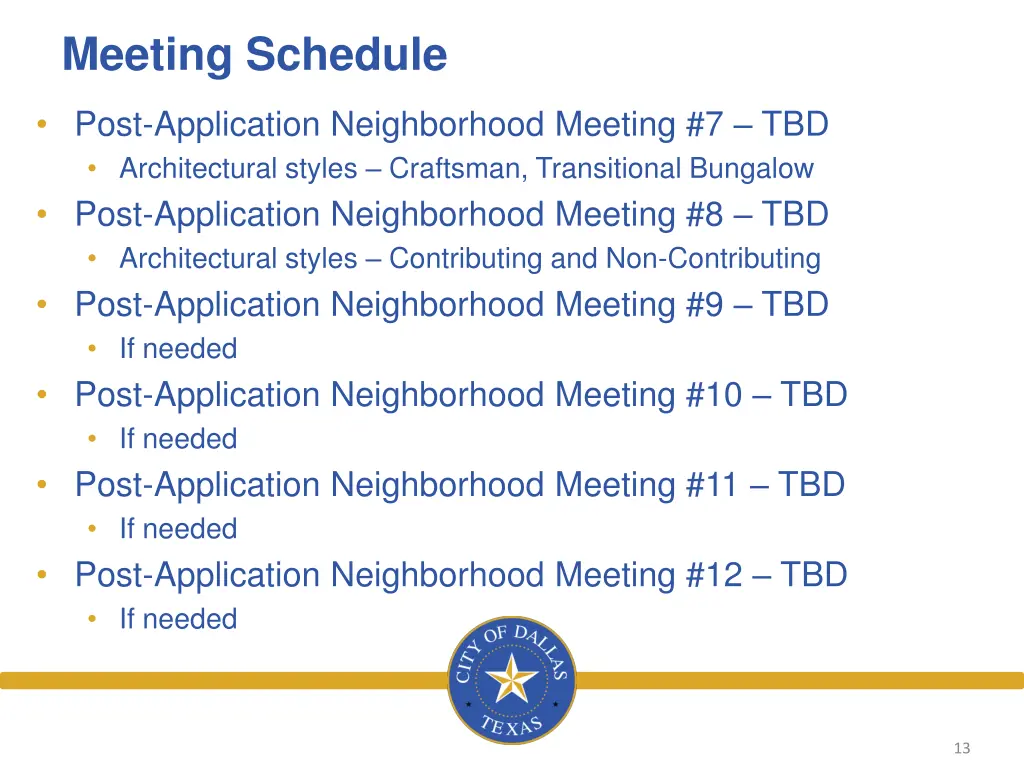 meeting schedule