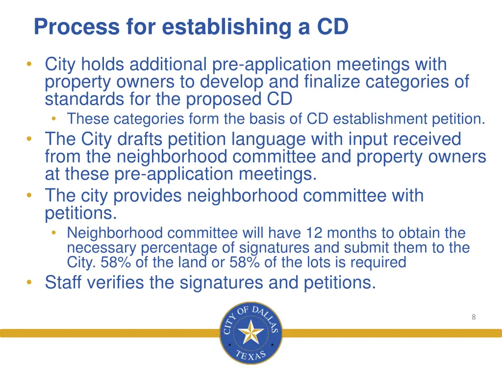 process for establishing a cd 1