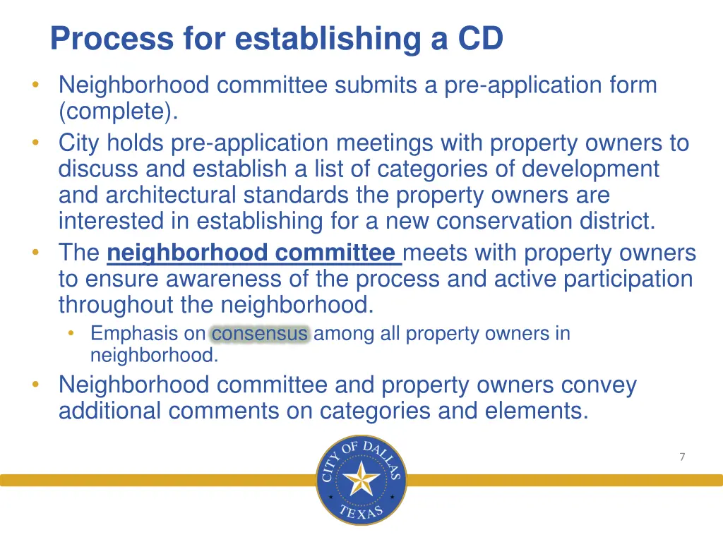 process for establishing a cd