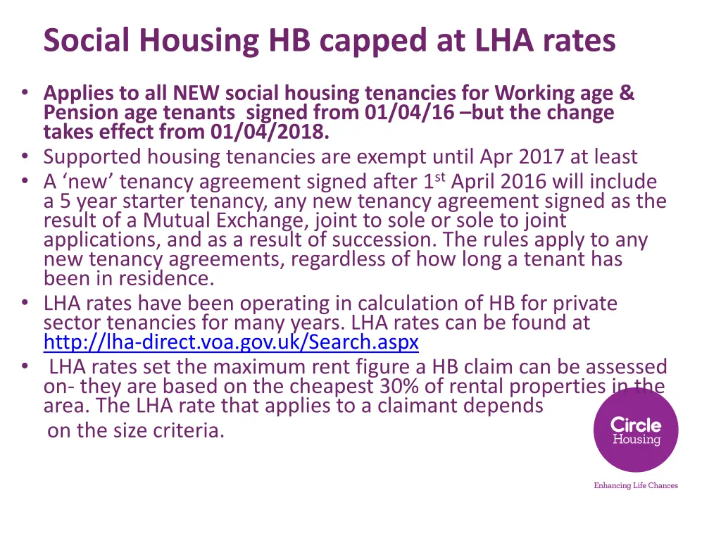 social housing hb capped at lha rates