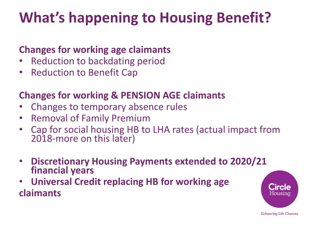 what s happening to housing benefit