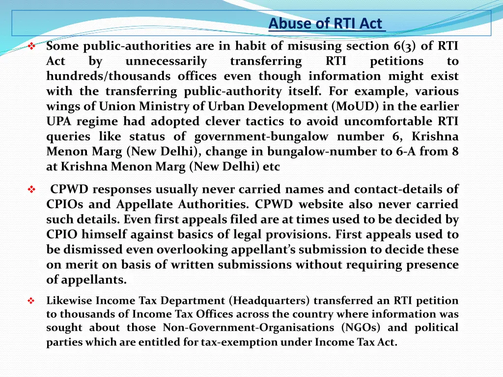 abuse of rti act