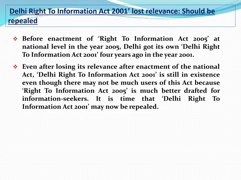 delhi right to information act 2001 lost