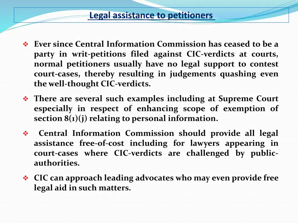 legal assistance to petitioners