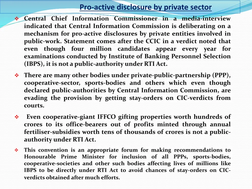 pro active disclosure by private sector