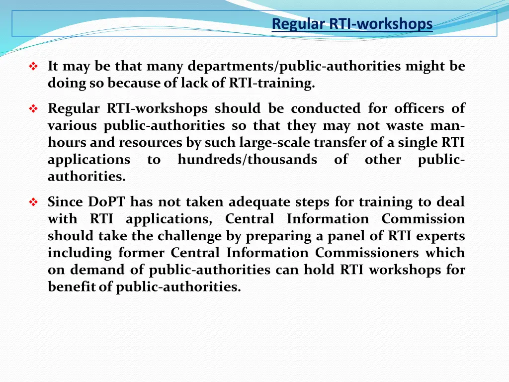 regular rti workshops