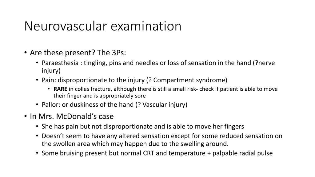 neurovascular examination