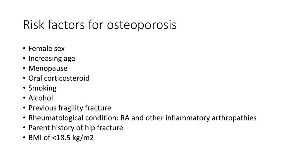 risk factors for osteoporosis