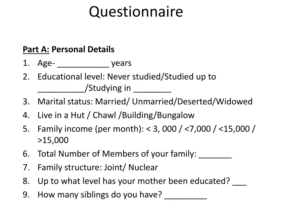 questionnaire