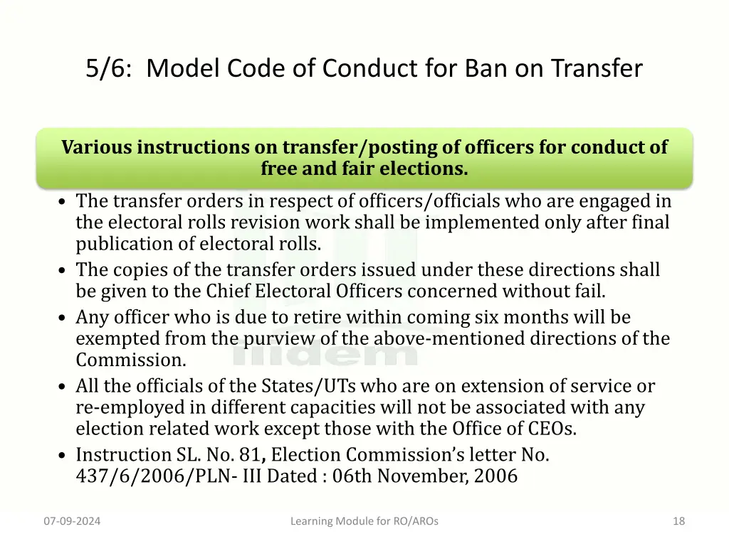 5 6 model code of conduct for ban on transfer