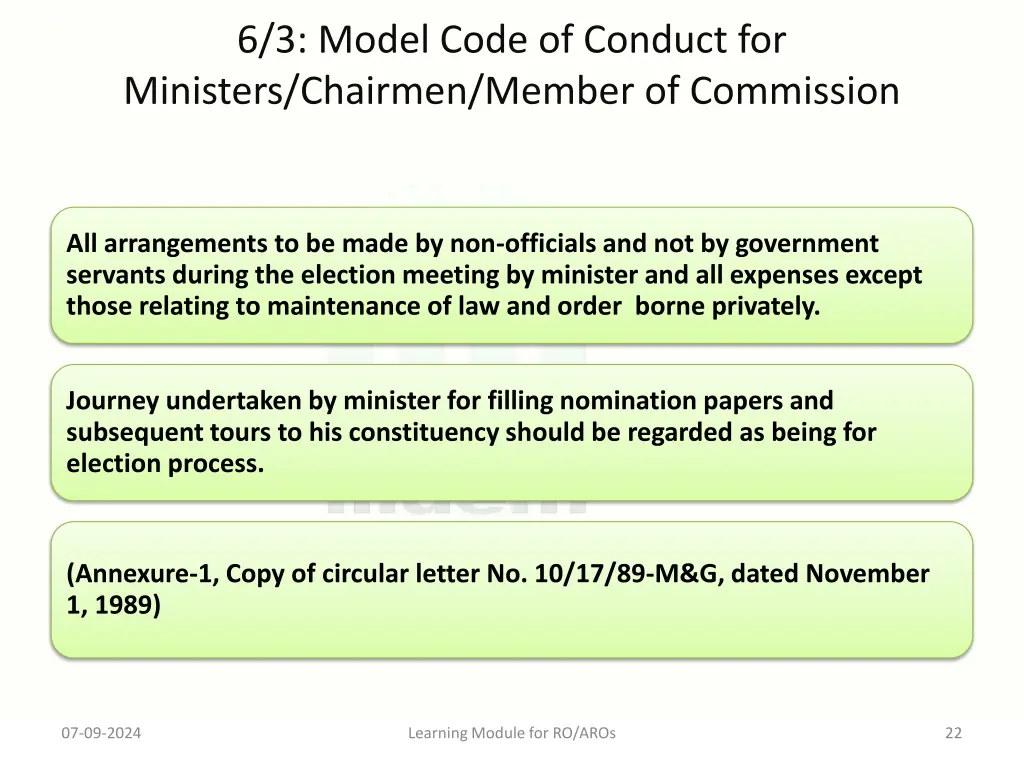 6 3 model code of conduct for ministers chairmen