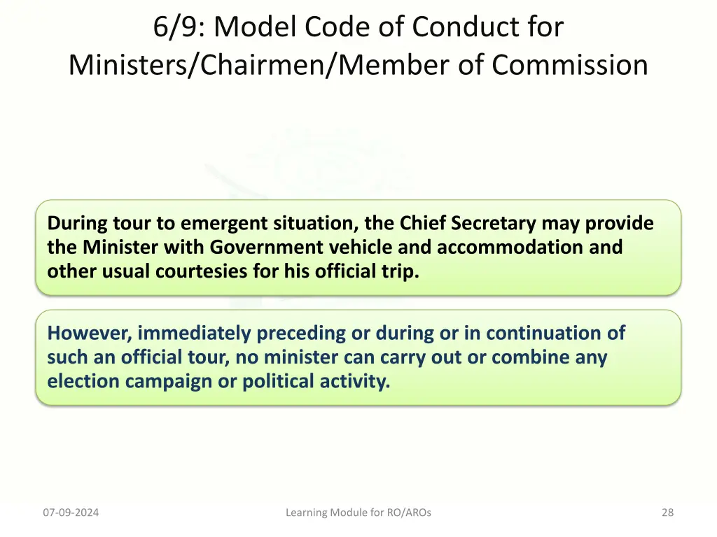 6 9 model code of conduct for ministers chairmen